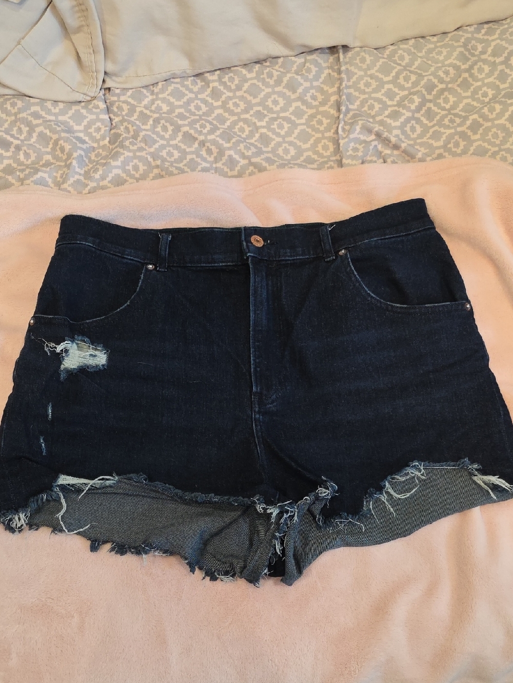 Express High-Rise Mom Short Dark Denim Distressed Jean Shorts for Women
